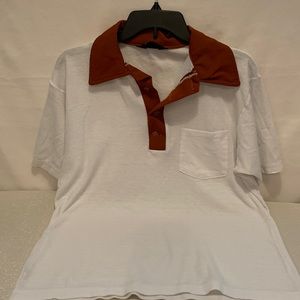 Spanjian White/ Brown Polo Shirt.  Size M